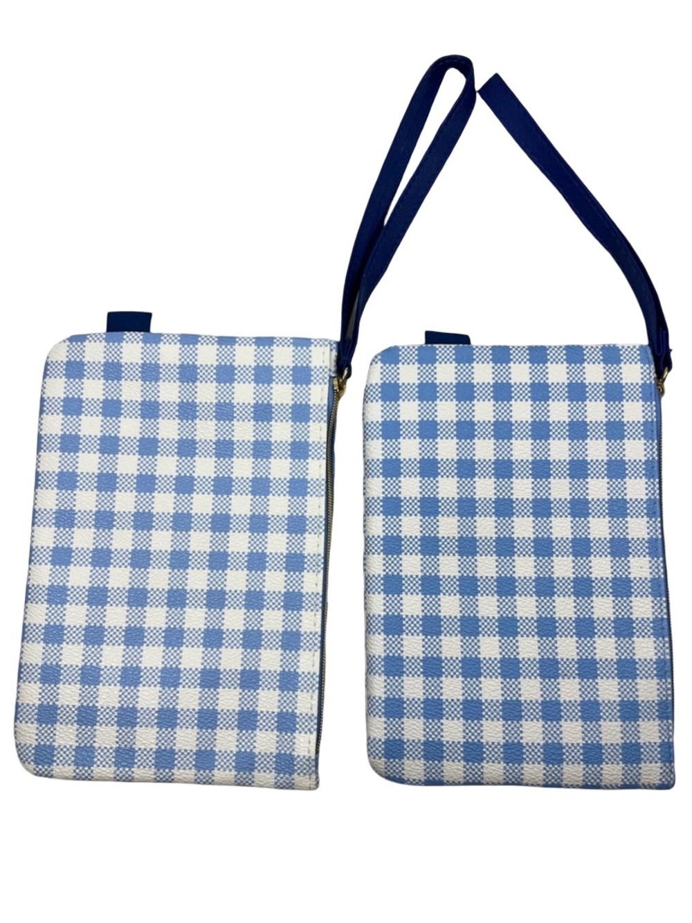 NWOT Ipsy Blue Gingham Wristlet Pouch Set of 2 New Makeup Cosmetic Travel Bags - Picture 3 of 6